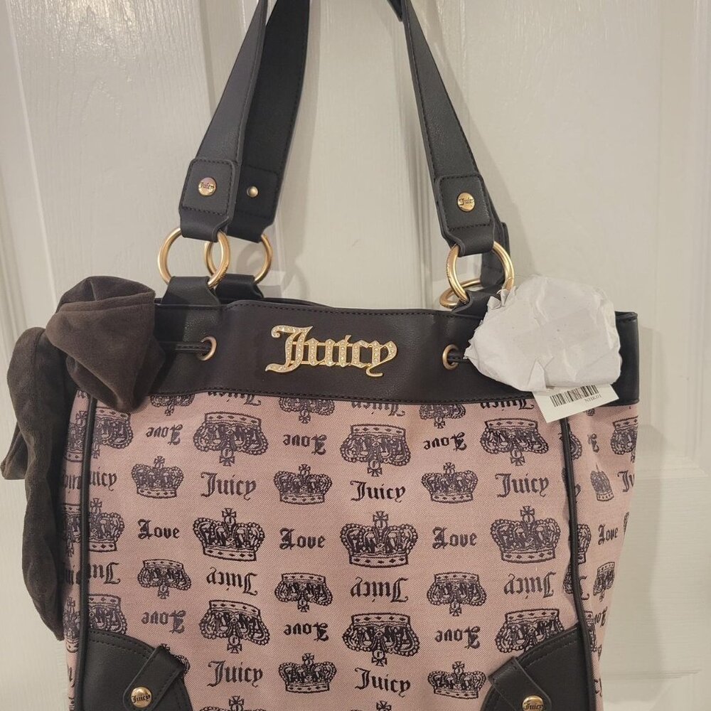 Viral Vintage Juicy Couture Pink and brown bow Day Dreamer bag